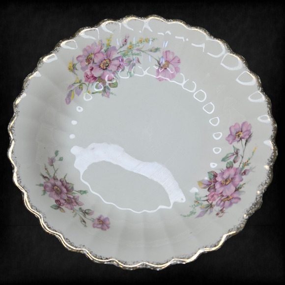 1940s Vintage Sebring Golden Ware Wild Rose 22K Gold Rimmed Bowls Set of 2 - Picture 16 of 16